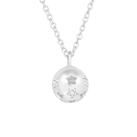 Sterling Silver Star Ball Pendant and Chain - Picture 1 of 8